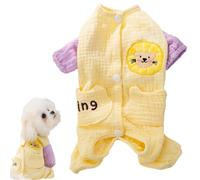 Lion Bear Dog Pajamas Cartoon Anti Licking Recovery Suit Sleepwear Cat All Season Indoor Clothes All Coverage Four-Legged Onesie (Lilac & Yellow, Medium)