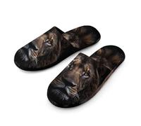 Lion Beast in The Dark Warm Mens Slippers Slip On Soft Fleece House Shoes Winter Indoor Outdoor