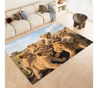 lion Bedroom Rugs Wildlife Short Pile Floor Soft Flannel Area Rugs For Teenage Child Boy, Shaggy Carpet for Kids Playroom Nursery Living Room (80x150cm)