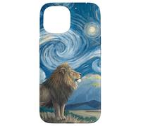 Lion Beneath Starry Sky van Gogh Celestial Swirls Art Case for iPhone 15