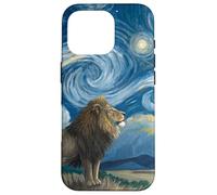 Lion Beneath Starry Sky van Gogh Celestial Swirls Art Case for iPhone 16 Pro