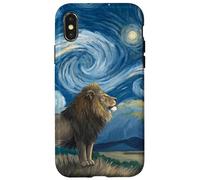 Lion Beneath Starry Sky van Gogh Celestial Swirls Art Case for iPhone X/XS