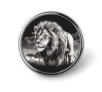 Lion Black and White Illustration Blank Round Badges Round Badge DIY Pin Back Buttons Clear Button Pins for Craft Projects Badge Making Accessories