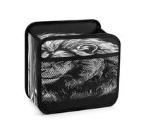 Lion Black And White Illustration Car Backseat Organizer with Clear Tablet Holder, Multi Pockets Waterproof Oxford Kick Mat Storage Bag, Universal Auto Seat Back Storage Caddy for Drinks Travel Essen