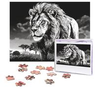 Lion Black and White Illustration Jigsaw Puzzle for Adults Challenging Wooden Puzzles 500 Pieces Personalized Photo Puzzle Picture Jigsaws Custom Jigsaw Puzzles for Birthday