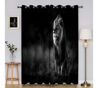 Lion Blackout Curtains for Bedroom Grass 3D Print Pattern Eyelet Thermal Insulated Bedroom Curtains for Boys Girls 2 x 46W x 54H inYI4468