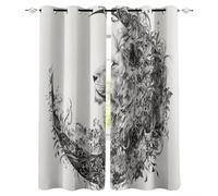 Lion Blackout Curtains for Bedroom W 52" x L 90" Drop Eyelet Curtain for Bedroom Living Room Thermal Insulated Window Blackout Curtains Panels 2 Panels Abstract Floral Moon