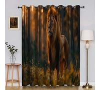 Lion Blackout Curtains Forest Window Treatments, Eyelet Curtain, Thermal Insulated Super Soft Microfiber-Curtains & Drapes 46x90 Inch 2 PanelsYI7550
