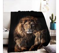 Lion Blanket 130 x 150 cm, Lion Cuddly Blanket Wild Animal Pattern Blanket for Children Gift Couch Sofa Decoration (D, 130 x 150 cm)
