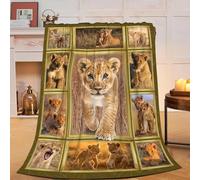 Lion Blanket Cute Little Lion Fleece Throw Blanket Fuzzy Plush Super Soft Cozy Warm African Lion Decor Bedding Stuffed Animal Blanket Gifts for Boys Girls Kids Adult Men Women 40"X50"