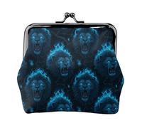 Lion Blue Flame Cool Print Coin Purse for Women, Kiss-lock Change Purse Wallets, Small PU Leather Coin Purses