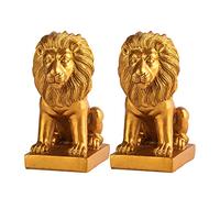 Lion Book Ends for Home Decorative 2 Golden Bookends Bookcase Decoration Book Ends to Hold Books Heavy Duty Bookends for Shelves Vintage Antiq Nonskid Shelves