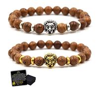 Lion Bracelet - Son Dad, Men'S Black Onyx Beaded Bracelet Stainless Steel, To My Son Bracelet From Mom And Dad, Inspirational Gifts For Men (Brown)