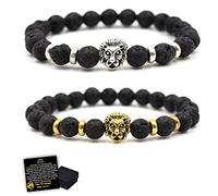 Lion Bracelet - Son Dad, Men'S Black Onyx Beaded Bracelet Stainless Steel, To My Son Bracelet From Mom And Dad, Inspirational Gifts For Men (Black)