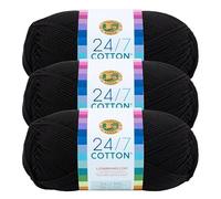Lion Brand Yarn Company Cotton Yarn, 100 Percent Cotton, Black,15.24x6.35x6.35 cm