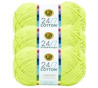 Lion Brand 24/7 Cotton Yarn, Yarn for Knitting, Crocheting, and Crafts, Lime, 3 Pack