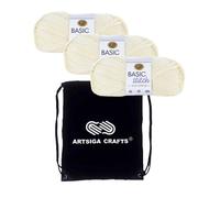 Lion Brand Basic Stitch Anti-Pilling Ecru 202-098 (3-Skeins - Same Dye Lot) Worsted Medium #4 Acrylic Yarn for Crocheting and Knitting with Project B