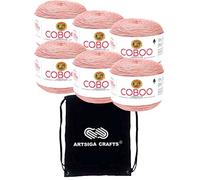 Lion Brand Coboo Mauve 835-145 (6-Skeins - Same Dye Lot) DK Light Worsted #3 Cotton, Bamboo Yarn for Crocheting and Knitting with Project Bag