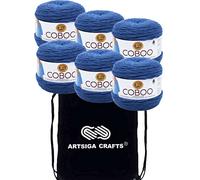 Lion Brand Coboo Steel Blue 835-109 (6-Skeins - Same Dye Lot) DK Light Worsted #3 Cotton, Bamboo Yarn for Crocheting and Knitting with Project Bag