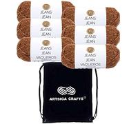 Lion Brand Jeans Top Stitch 505-121 (6-Skeins - Same Dye Lot) Worsted Medium #4 Acrylic Yarn for Crocheting and Knitting with Project Bag