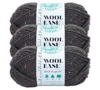 Lion Brand Wool-Ease Thick and Quick Yarn - Thick, Soft, Bulky Wool for Knitting, Crocheting and Crafts, Graphite, Pack of 3
