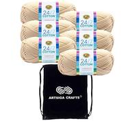 Lion Brand Yarn 24/7 Cotton 761-98 Ecru | 6 Skeins, Same Dye Lot, Project Bag, CYC #4 Worsted, 100% Mercerized Cotton, Ideal for Crochet, Knitting Amigurumi, Toys