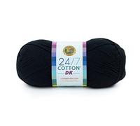 Lion Brand Yarn 24/7 Cotton DK, 100% Light Cotton Yarn for Knitting, Crochet, Lightweight Garments, Caviar, 1 Pack
