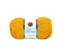 Lion Brand Yarn 24/7 Cotton, Mercerized Lightweight Yarn for Knitting, Crochet, and Crafts, Goldenrod, 1 Pack