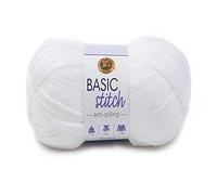 Lion Brand Yarn Basic Stitch Anti-Pilling Yarn for Knitting, Crochet, and Crafts, White, 1 Pack