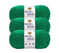 Lion Brand Yarn Basic Stitch Anti-Pilling Yarn for Crocheting, Knitting, and Crafts, Grass, 3 Pack