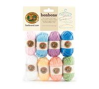 Lion Brand Yarn Bonbons, 8 Mini Skeins, Lightweight Yarn for Knitting, Crochet, Crafts, DIY, Small Projects, Pastels Color Set, 1 Pack