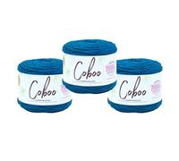 Lion Brand Yarn, Coboo Cotton Blend Crochet Yarn, Steel Blue, 3 Pack