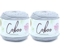 Lion Brand Yarn Coboo, Soft Cotton Blend Yarn for Knitting and Crochet, Silver, 2 Pack