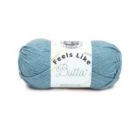 Lion Brand Yarn, Feel Like Butta Velvety Soft Yarn for Knitting, Crochet, and Crafts, Dusty Blue, 1 Pack, Chenille Like Fiber for Plush Baby Blankets, Amigurumi Toys, and Aran Sweaters