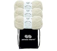 Lion Brand Yarn Feels Like Bliss Yarn Sand Dollar 153-099 (3-Skein) Same Dyelot Chunky Bulky #5 Soft 100% Nylon Bundle with 1 Artsiga Craft Bag