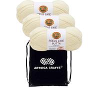 Lion Brand Yarn Feels Like Butta 215-158 Lemon | 3 Skeins, Same Dye Lot, Project Bag, CYC #4 Worsted, 100% Polyester, Ideal for Crochet, Knitting Baby Blankets, Amigurumi