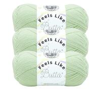Lion Brand Yarn Feels Like Butta Yarn, Velvety-Soft Yarn for Crocheting and Knitting, 3 Pack, Mint
