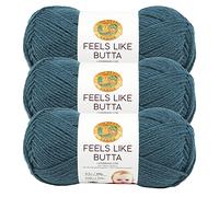 Lion Brand Yarn Feels Like Butta Soft Yarn for Crocheting and Knitting, Velvety, 3-Pack, Teal