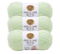 Lion Brand Yarn Feels Like Butta Yarn, Velvety-Soft Yarn for Crocheting and Knitting, 3 Pack, Mint