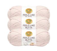 Lion Brand Yarn Feels Like Butta Yarn, Velvety-Soft Yarn for Crocheting and Knitting, 3 Pack, Pink
