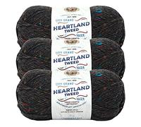 Lion Brand Yarn Heartland Yarn, Worsted-Weight Yarn for Knitting, Crocheting, and Crafting, 3 Pack, Black Canyon Tweed