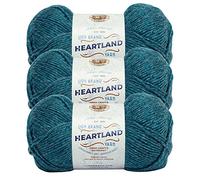 Lion Brand Yarn Heartland Yarn, Worsted-Weight Yarn for Knitting, Crocheting, and Crafting, 3 Pack, Glacier Bay
