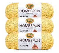 Lion Brand Yarn, Homespun Bulky Crochet Yarn, Golden, Yellow, 3 Pack