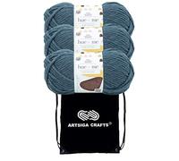 Lion Brand Yarn Hue & Me 617-111 Marine | 3 Skeins, Same Dye Lot, Project Bag, CYC #5 Bulky-Chunky, 80% Acrylic-20% Wool, Ideal for Crochet, Knitting Chunky Blankets