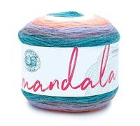 Lion Brand Yarn, Mandala DK Lightweight Yarn for Knitting, Crochet, and Crafts, Pegasus, 1 Pack, Self-Striping Acrylic Fiber for Baby Blankets, Multicolor Shawls and Variegated Cardigans