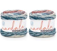 Lion Brand Yarn Mandala Impressions, Multicolor Yarn for Knitting, Crochet and Crafting, Patchwork, 2 Pack
