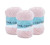 Lion Brand Yarn Pima Cotton Yarn, Medium Yarn for Knitting, Crocheting, and Crafting, 3 Pack, Mademoiselle