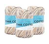 Lion Brand Yarn Pima Cotton Yarn, Medium Yarn for Knitting, Crocheting, and Crafting, 3 Pack, Pink Mist