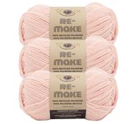 Lion Brand Yarn, Re-Make Recycled Crochet Yarn, Pale Pink, 3 Pack