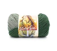 Lion Brand Yarn Scarfie Yarn for Knitting and Crocheting, Evergreen/Pearl Grey, 1 Pack